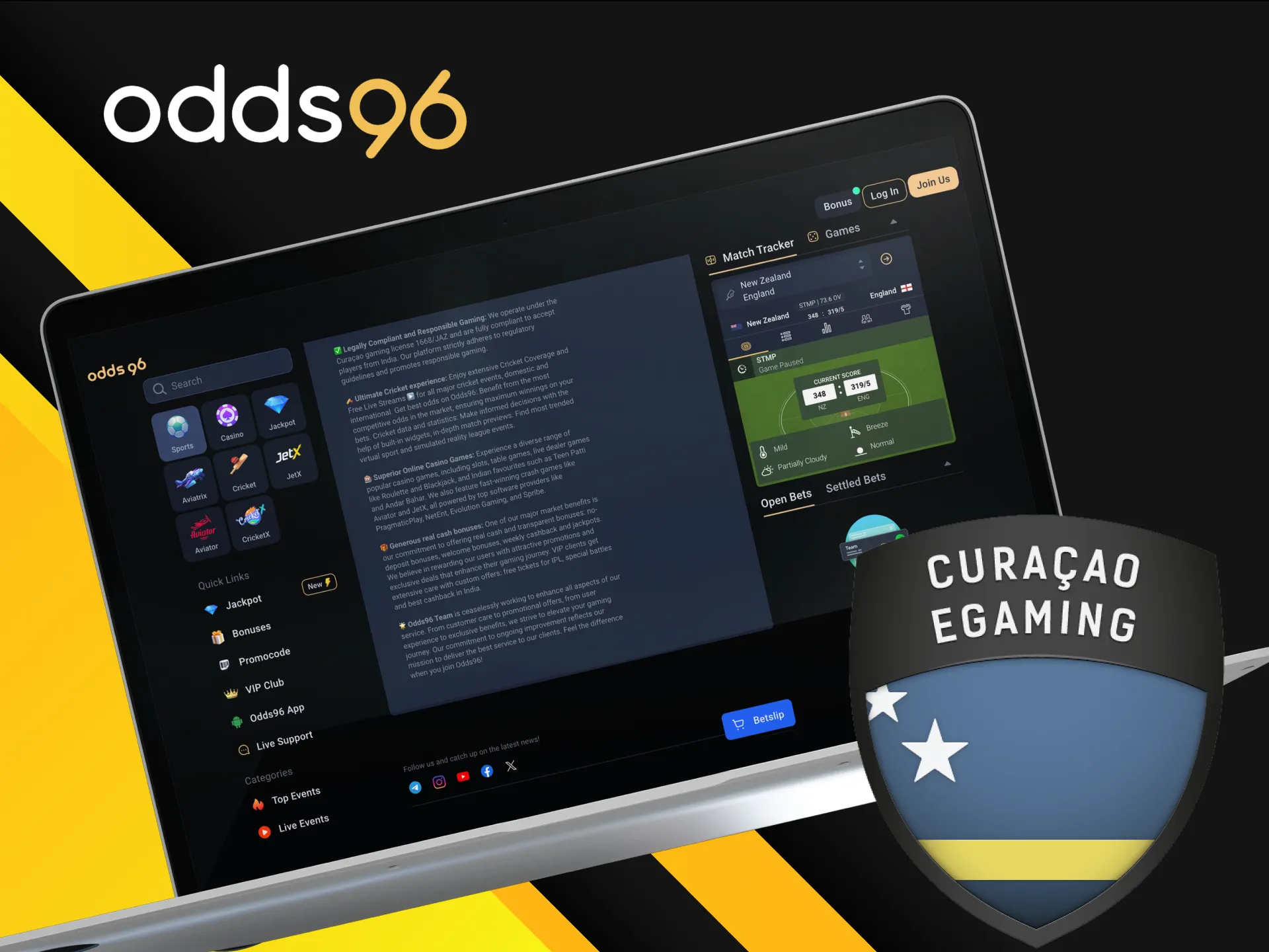 Odds96 official gaming license